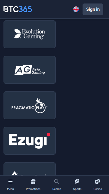 Développeurs de jeux mobiles de BTC365 Casino