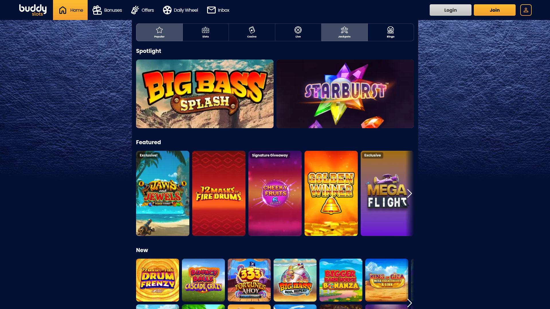 Jeux de bureau de Buddy Slots Casino