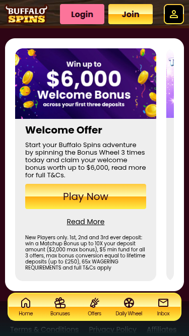Buffalo Spins Casino Mobile Promotions