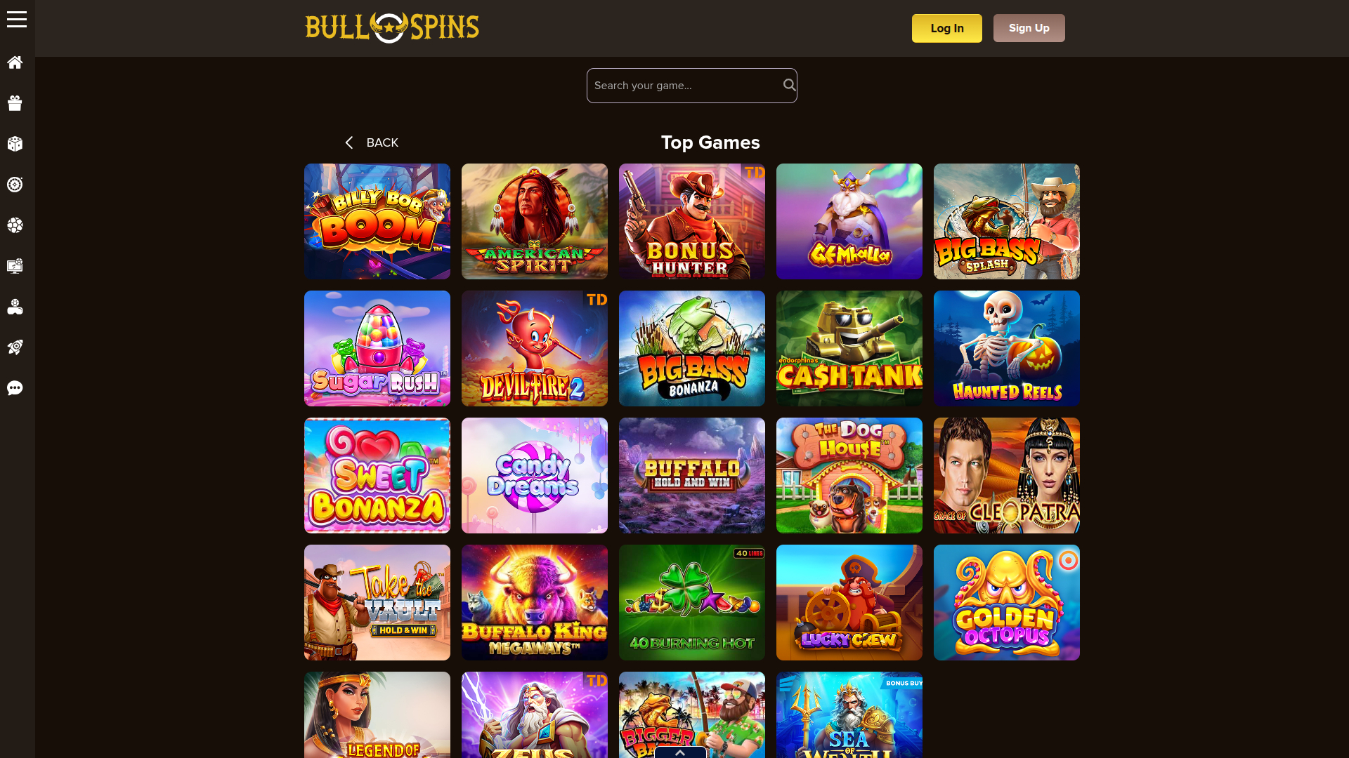 Bull Spins Casino Desktop Games
