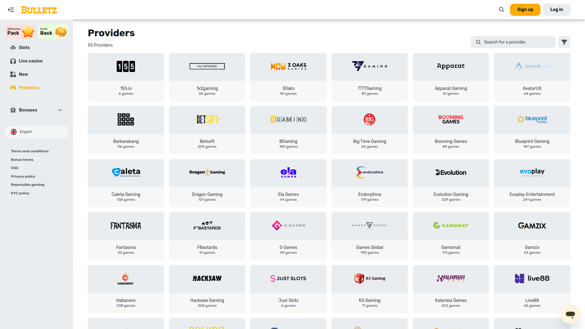 Desarrolladores de juegos de escritorio de Bulletz Casino