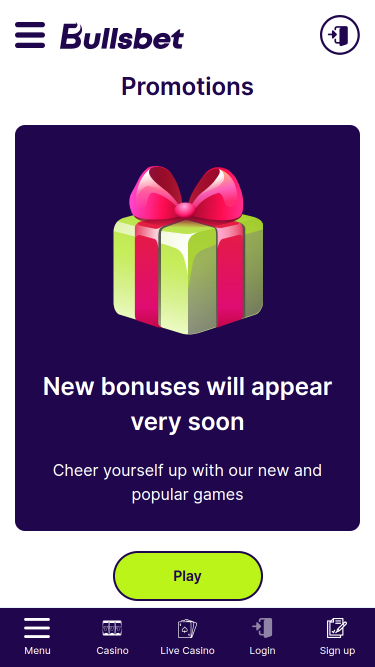 Promociones de Bullsbet Casino para móvil