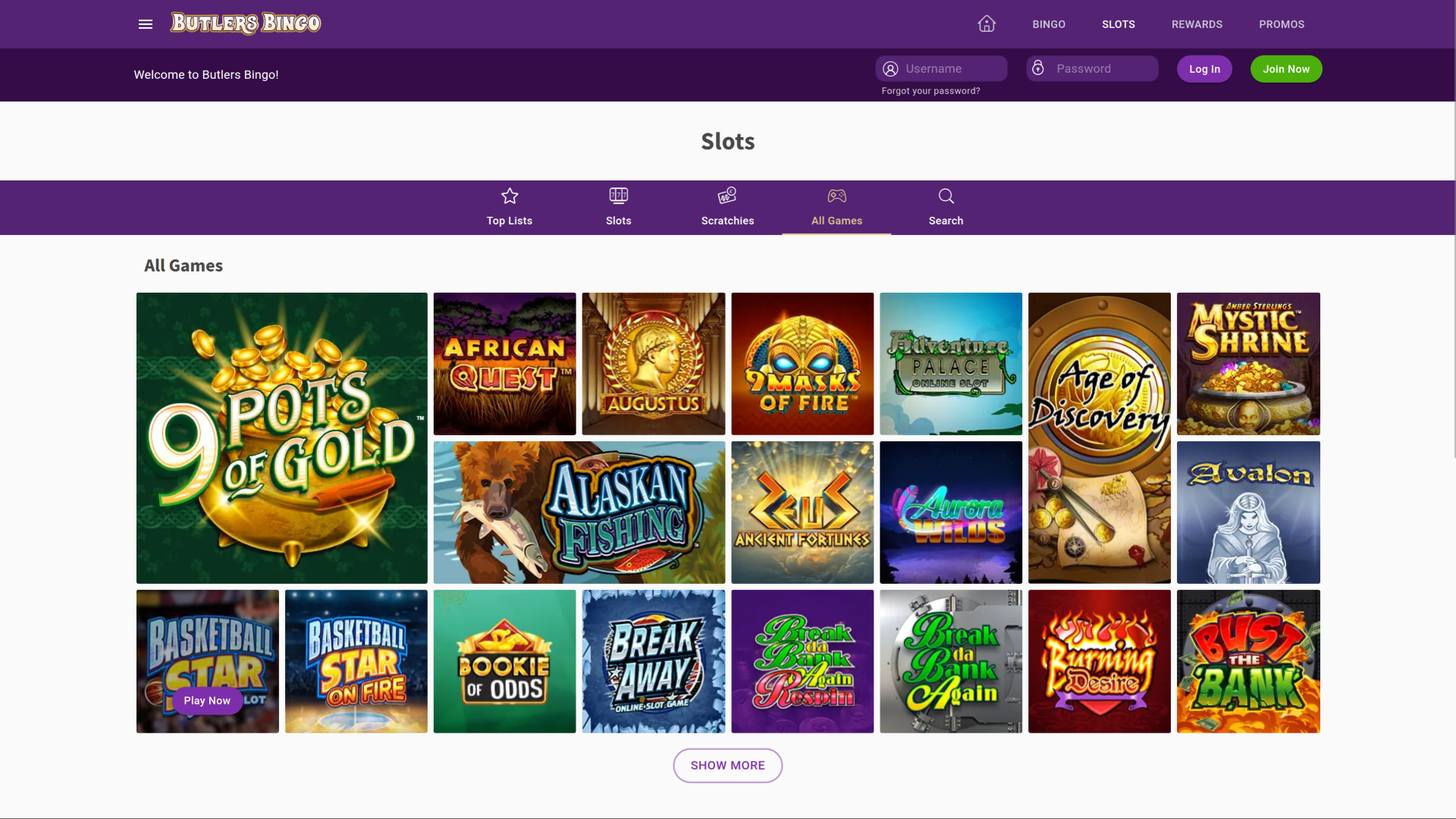 Jeux de Butlers Bingo pour ordinateur de bureau