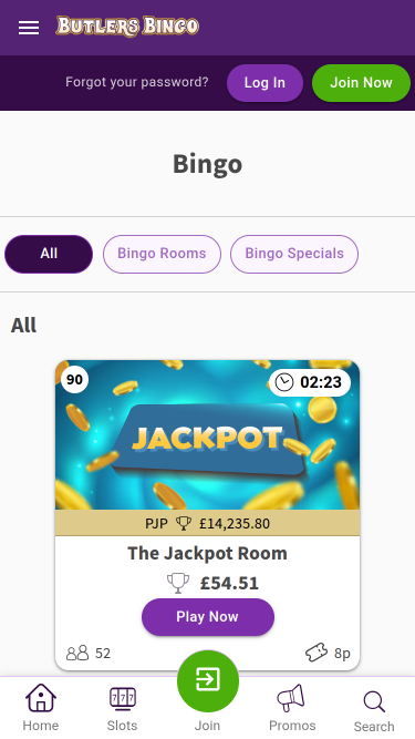 Bingo mobile de Butlers Bingo