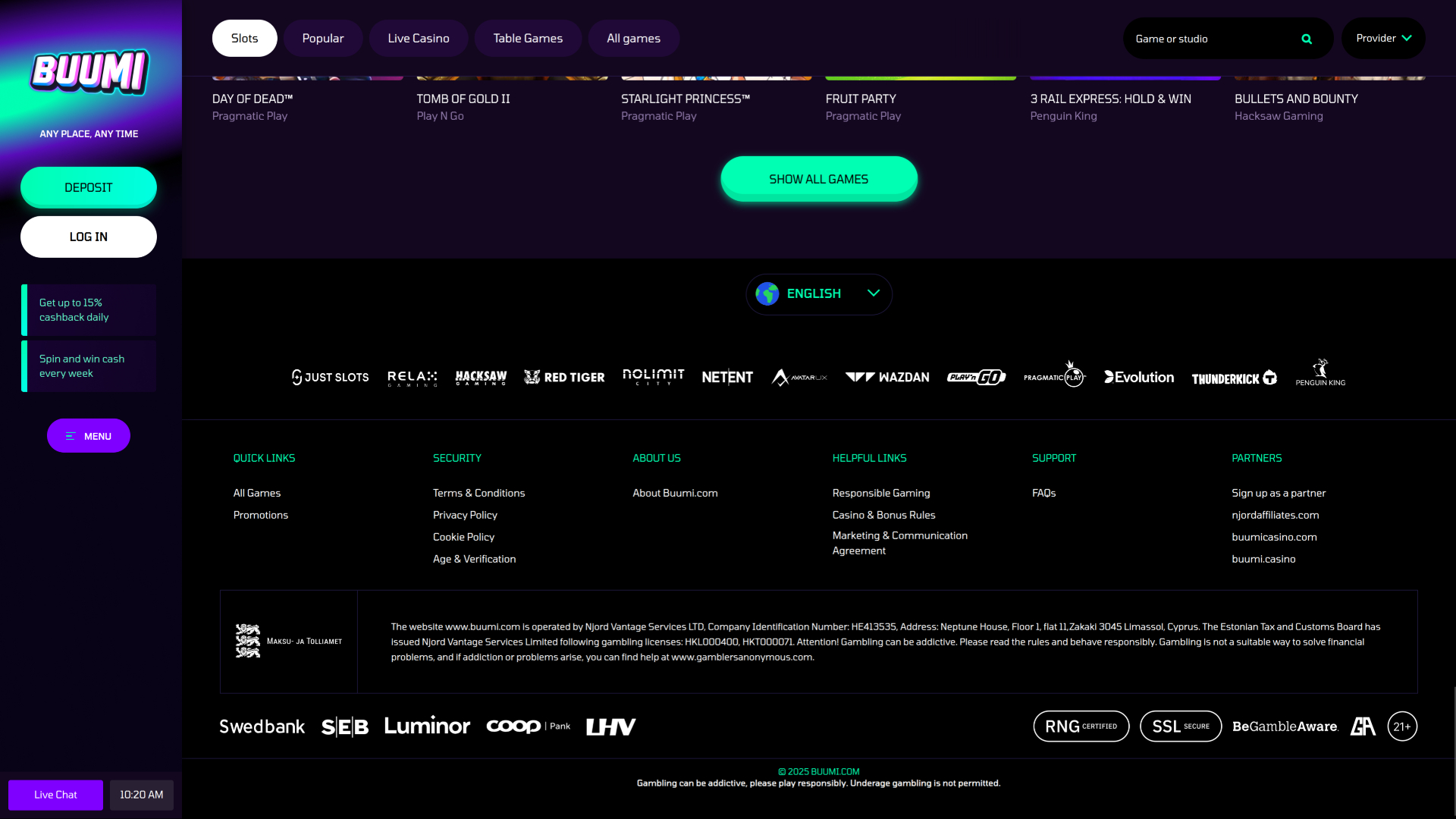 Buumi Casino Desktop-Spielentwickler