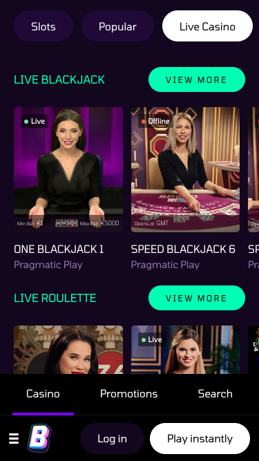 Buumi Casino Mobile-Live-Dealer