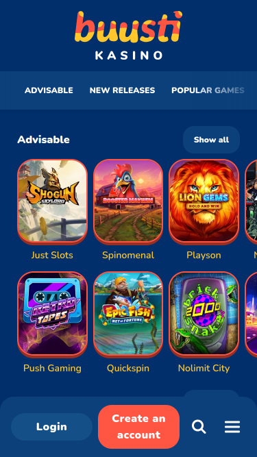 Buusti Kasino Mobile Jeux