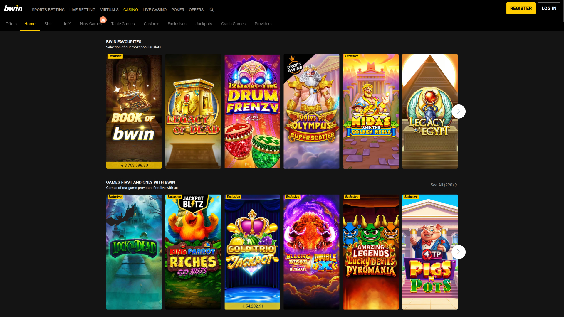 Bwin Casino Desktop-Startseite