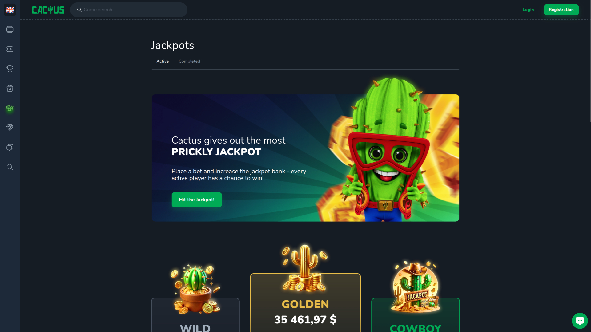Jackpot de Cactus Casino pour ordinateur