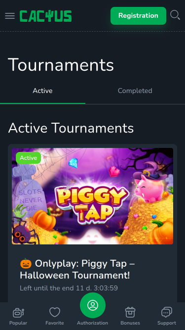 Tournois mobiles de Cactus Casino