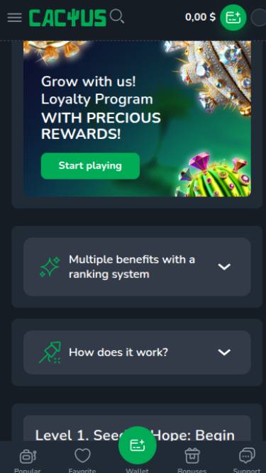 Programme VIP du Casino Cactus