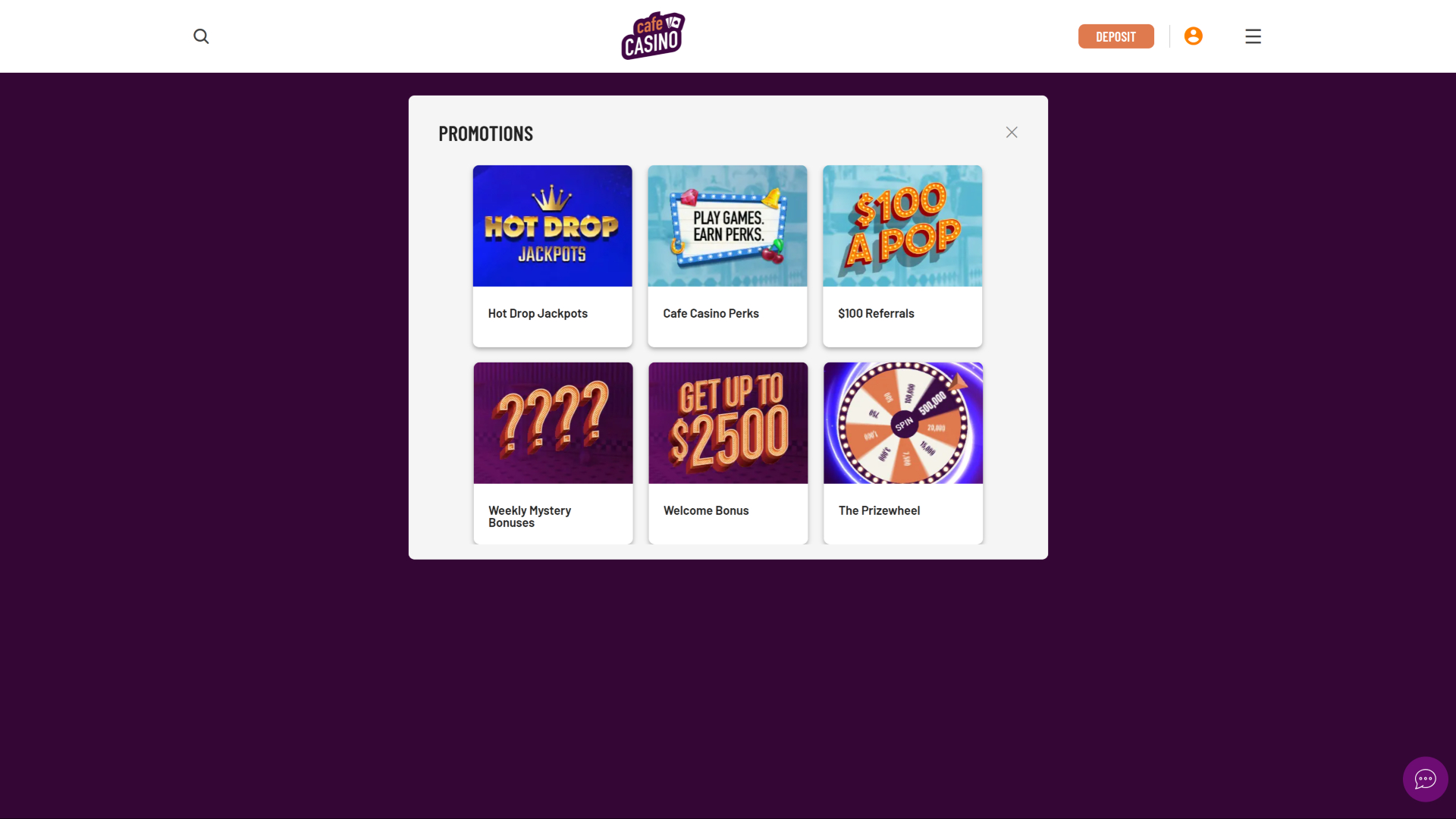 Promotions de Cafe Casino pour ordinateur de bureau