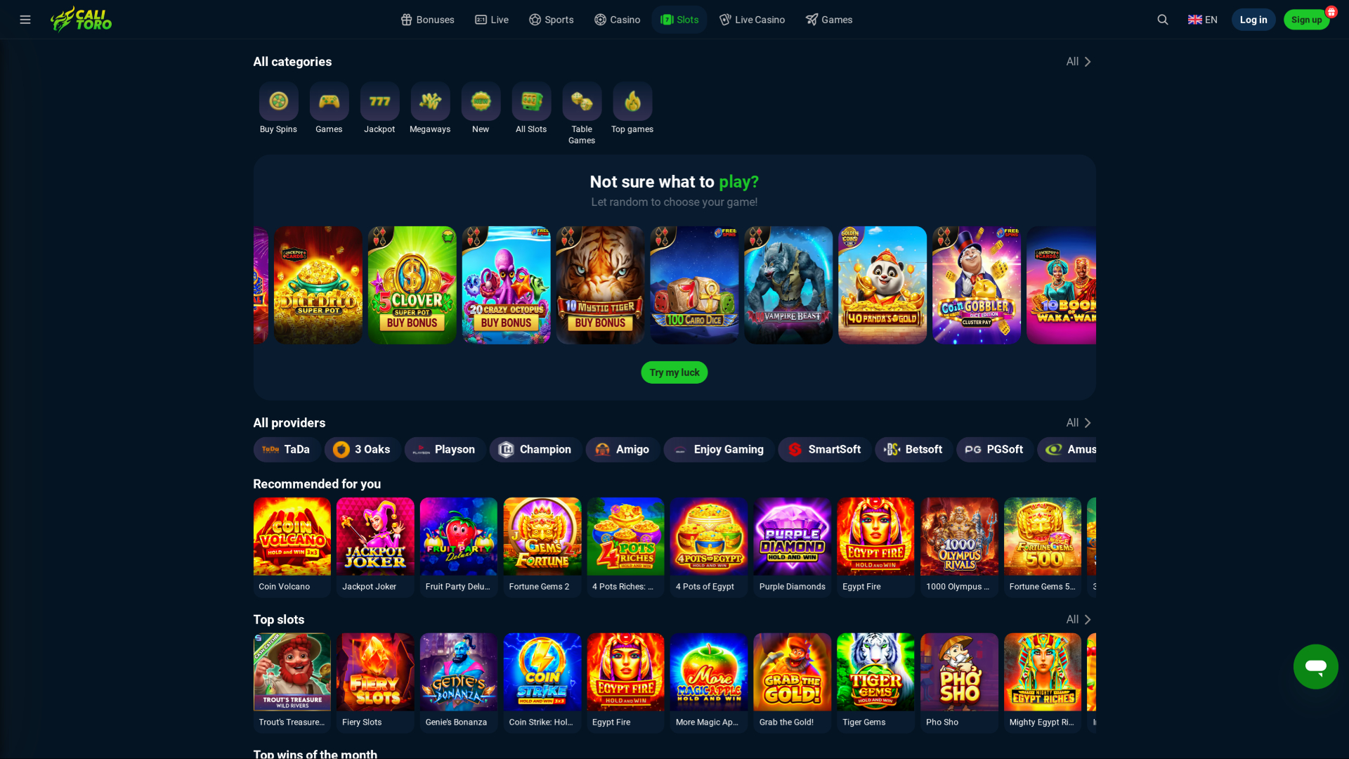 Jeux de casino Calitoro sur ordinateur