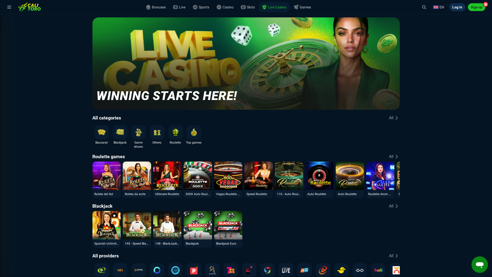 Calitoro Casino sur ordinateur avec croupier en direct