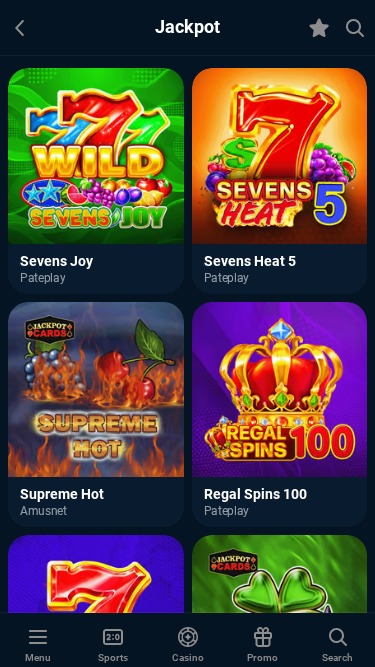 Jackpot móvil del Casino Calitoro