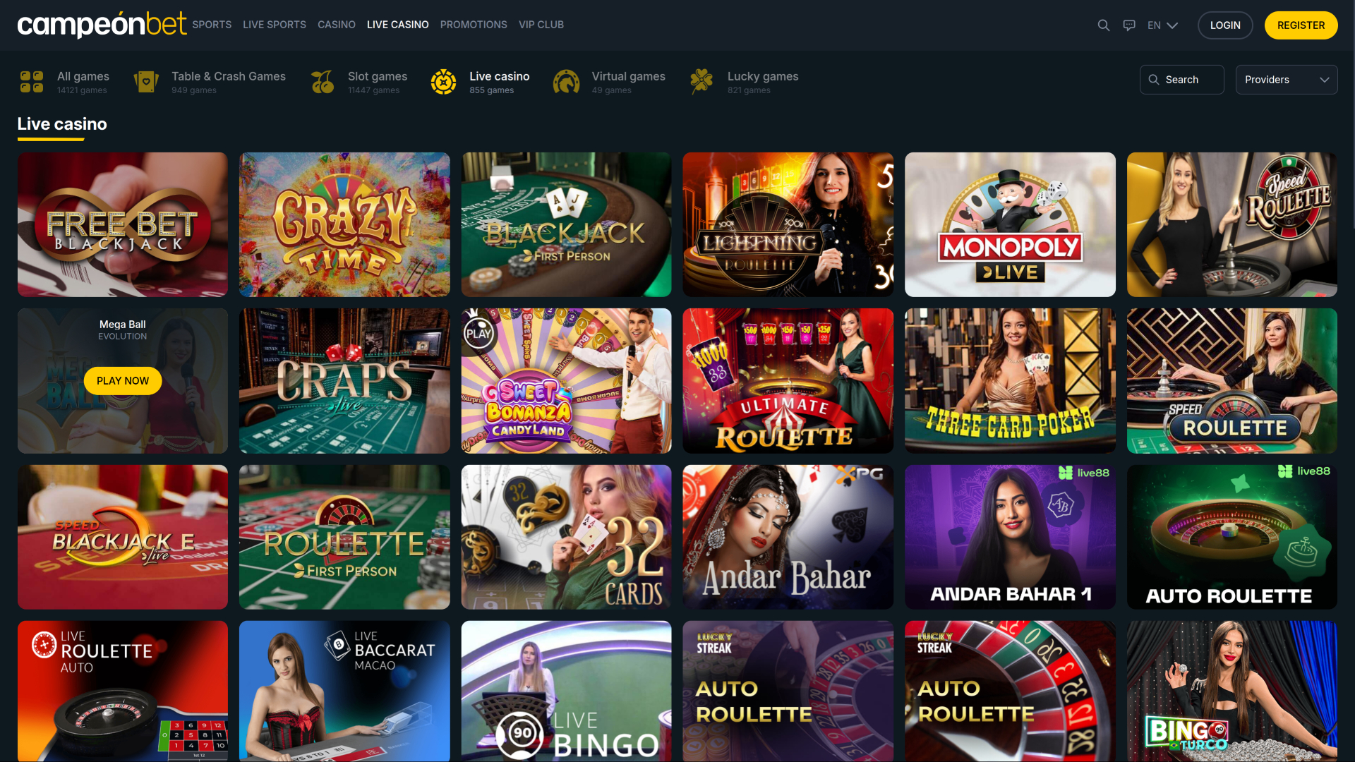 Campeonbet Casino Desktop Live Dealer