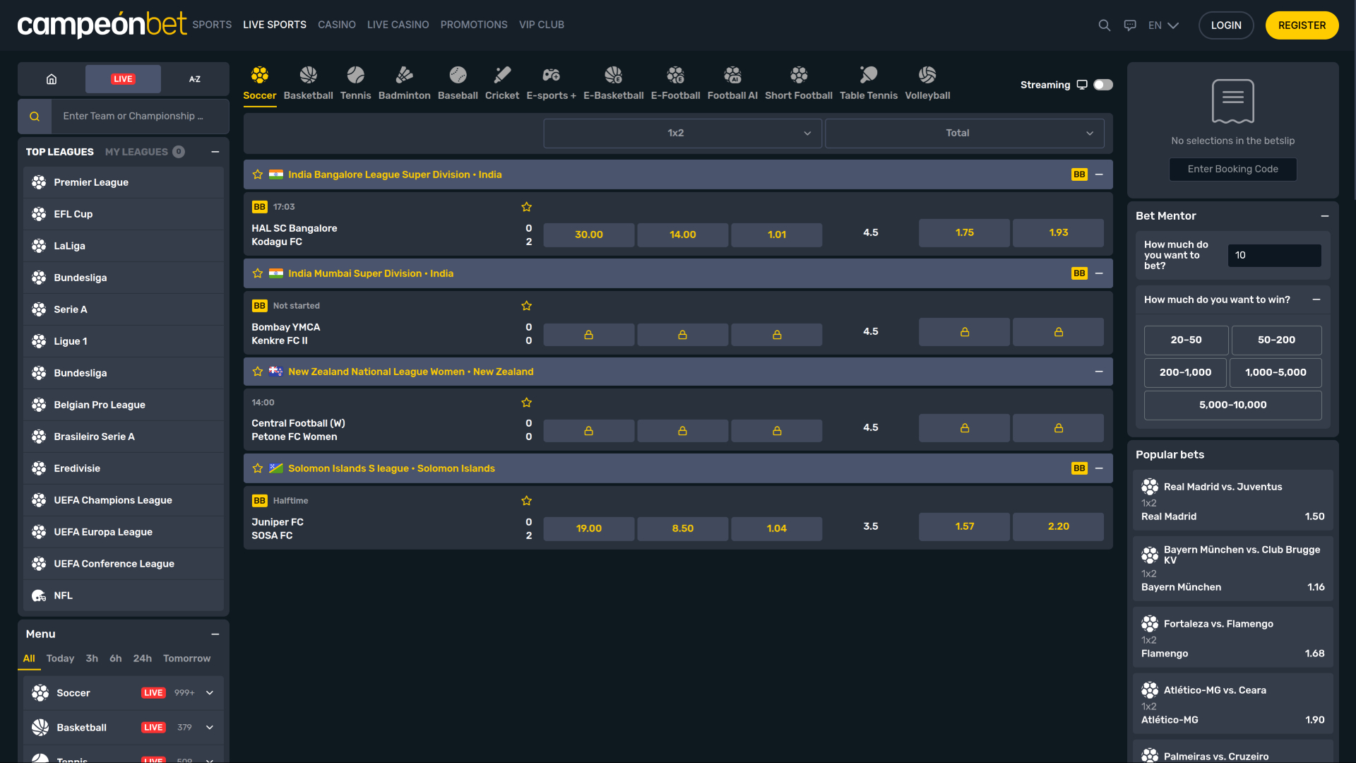 Campeonbet Casino Desktop Live Sports