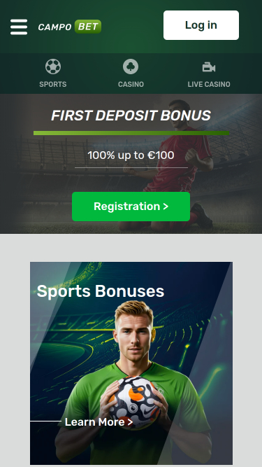 Page d’accueil mobile de Campobet Casino