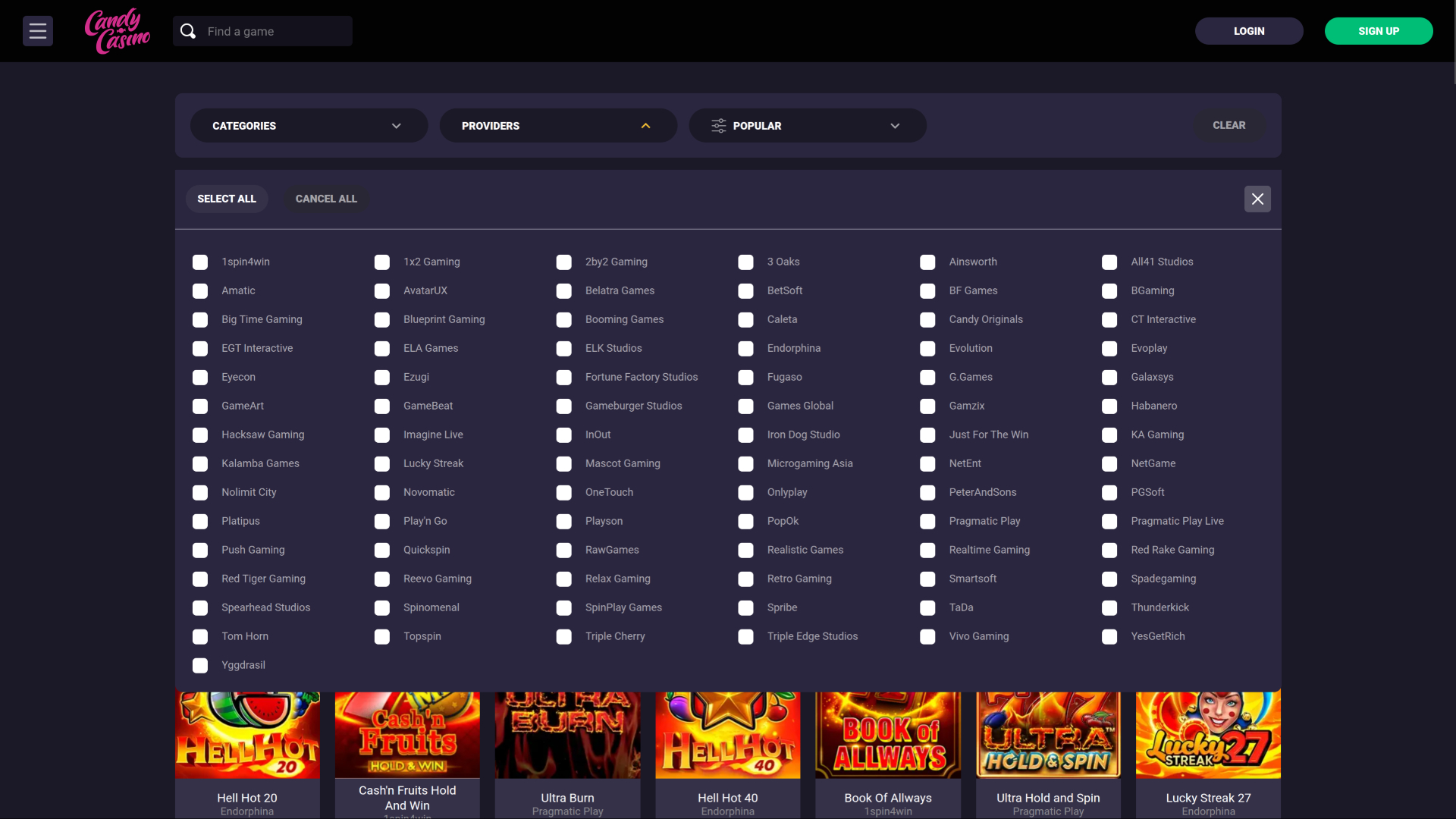 Sviluppatori di giochi di Candy Casino per desktop