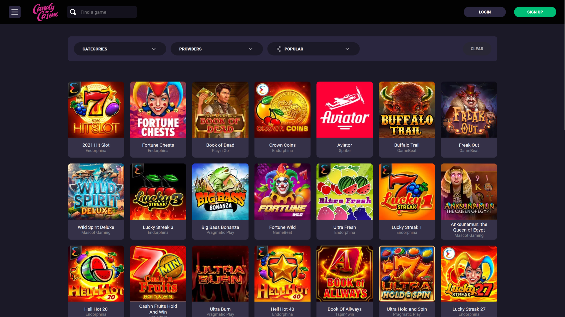 Giochi di Candy Casino per desktop