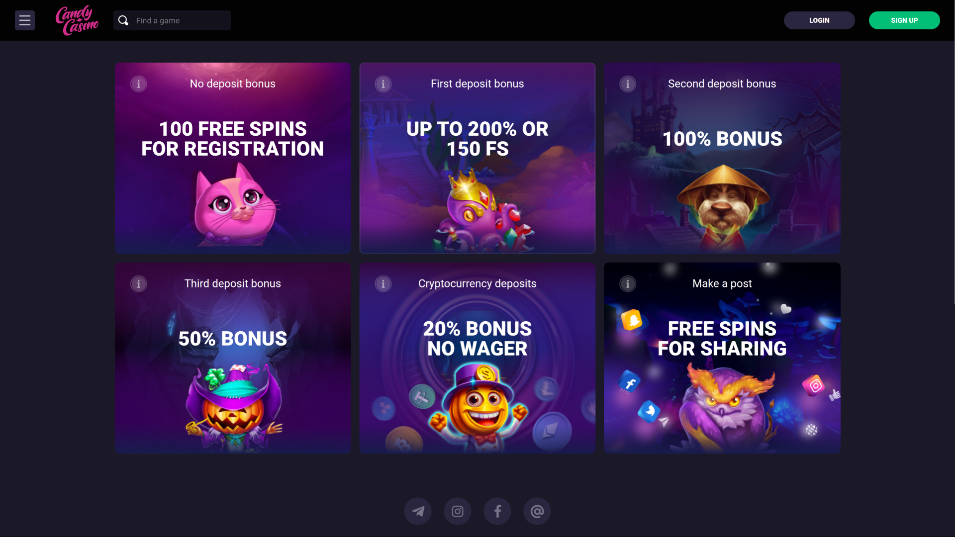 Promozioni di Candy Casino per desktop
