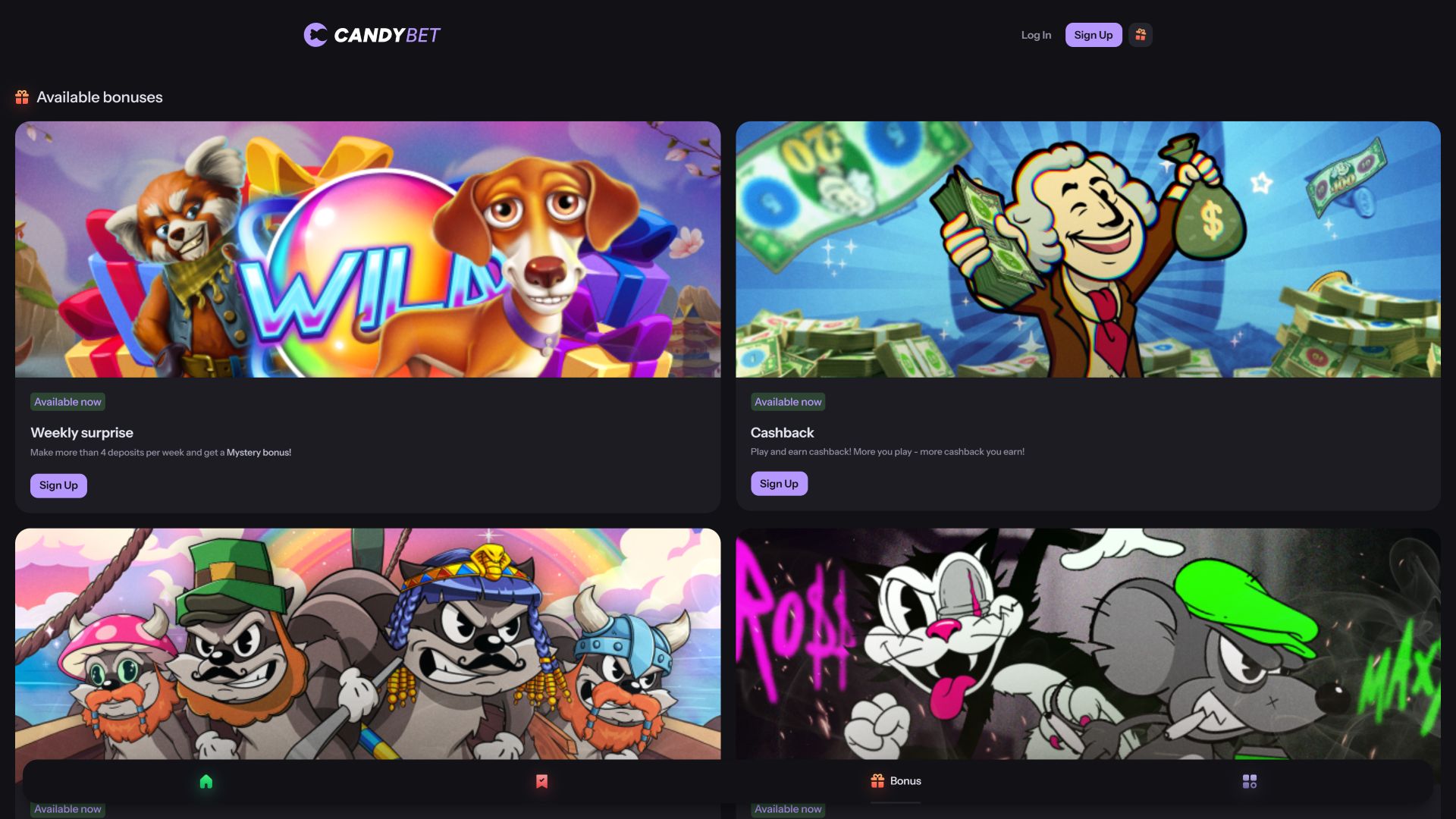 Акции казино CandyBet для настольных компьютеров