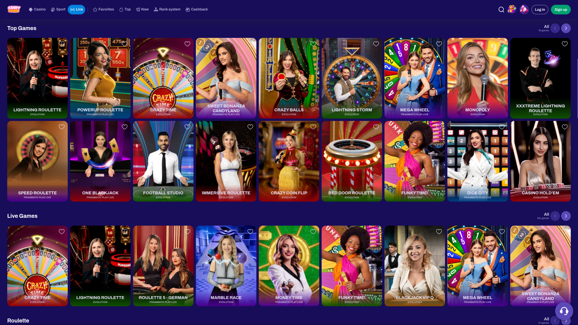 CandySpinz Casino Bureau Croupier en Direct