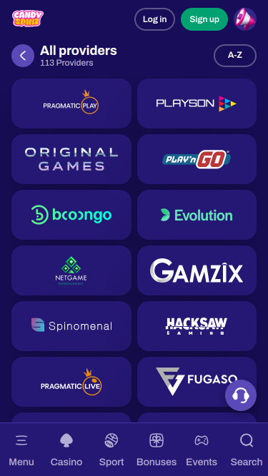 CandySpinz Casino Mobile Développeurs de Jeux