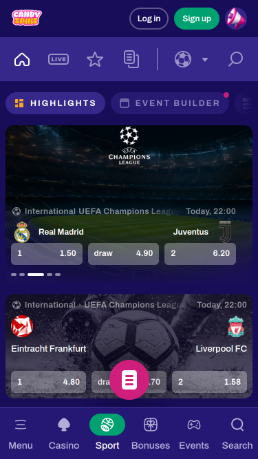 CandySpinz Casino Mobile Paris Sportifs