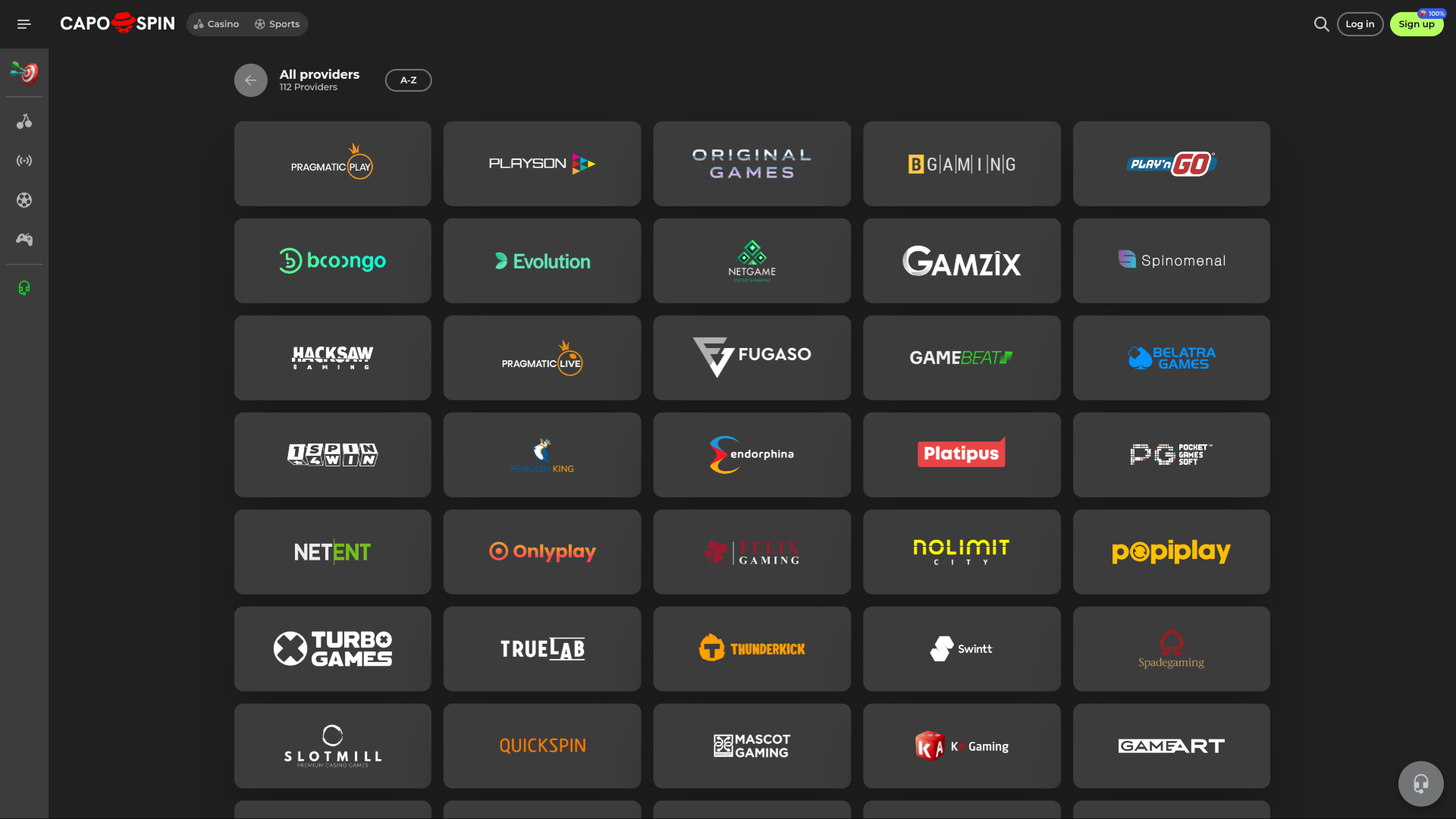 Desarrolladores de juegos de Capospin Casino para escritorio