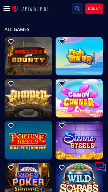 Jeux Mobiles du Casino Captain Spins