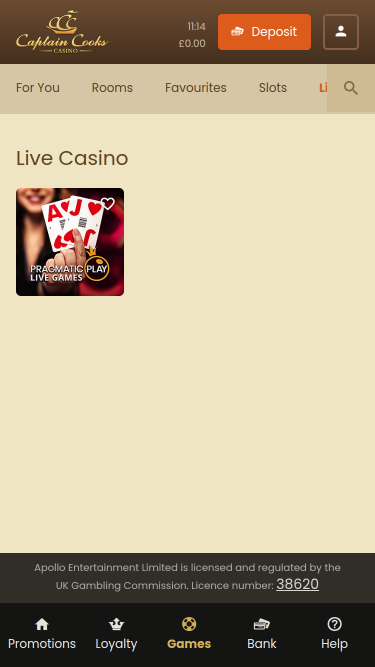 Captain Cooks Casino Mobile Croupier en Direct