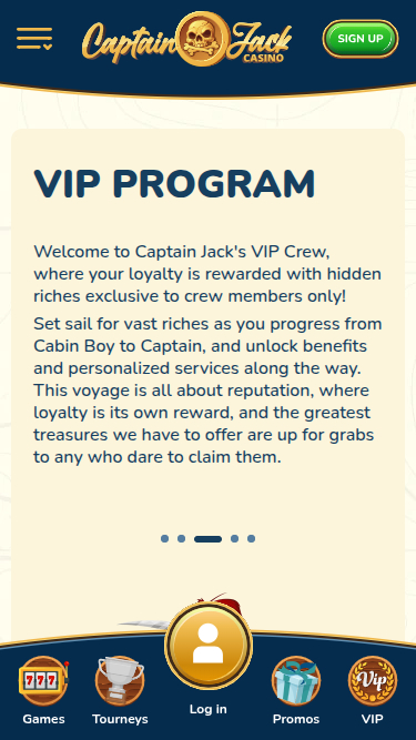Captain Jack Casino Mobile VIP Program