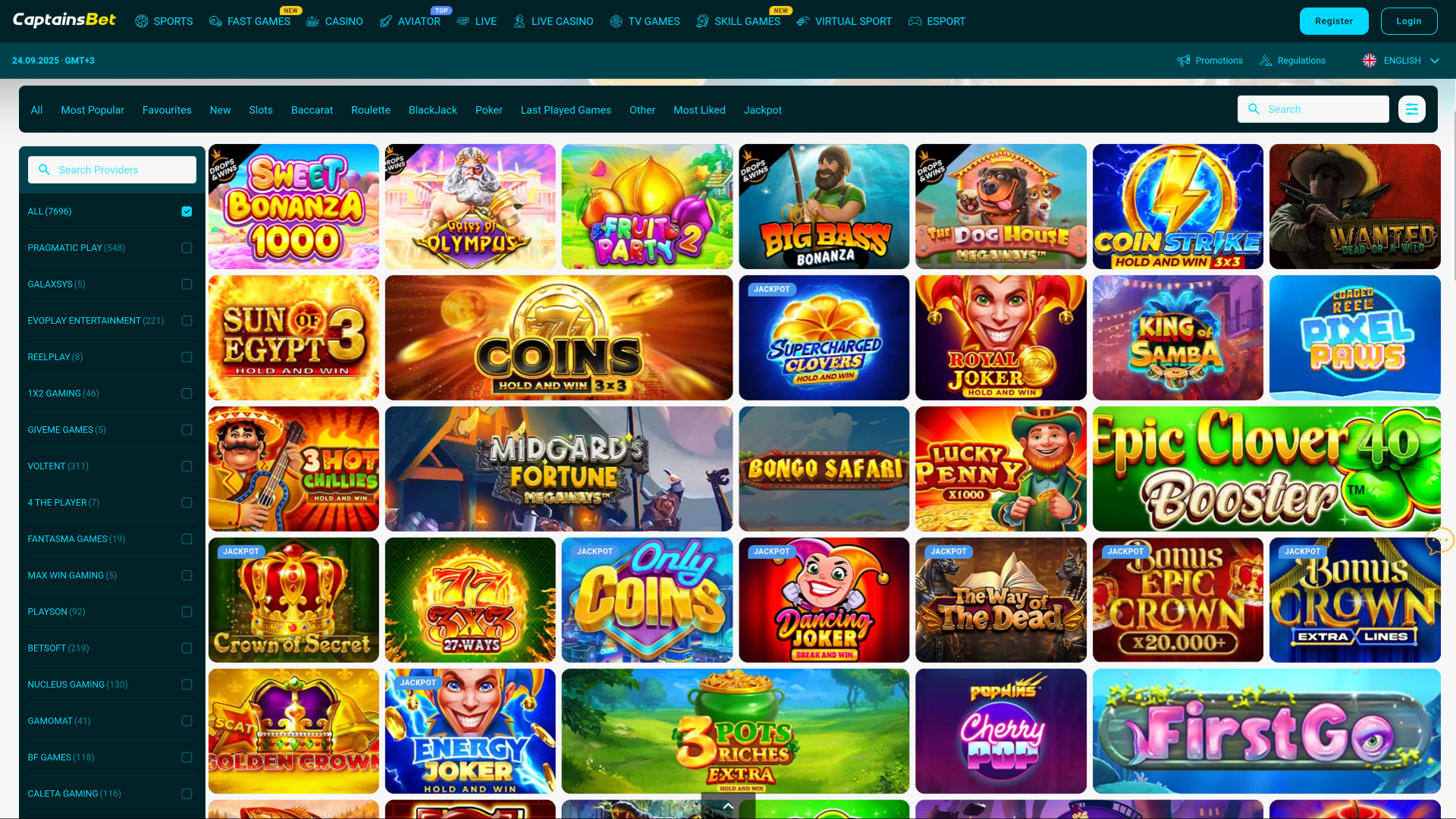 Juegos de Captainsbet Casino en escritorio