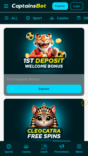 Promociones de Captainsbet Casino en móvil