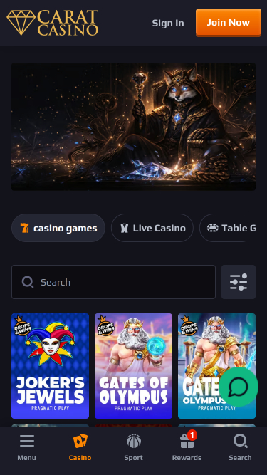 Giochi per dispositivi mobili del casinò CaratCasino
