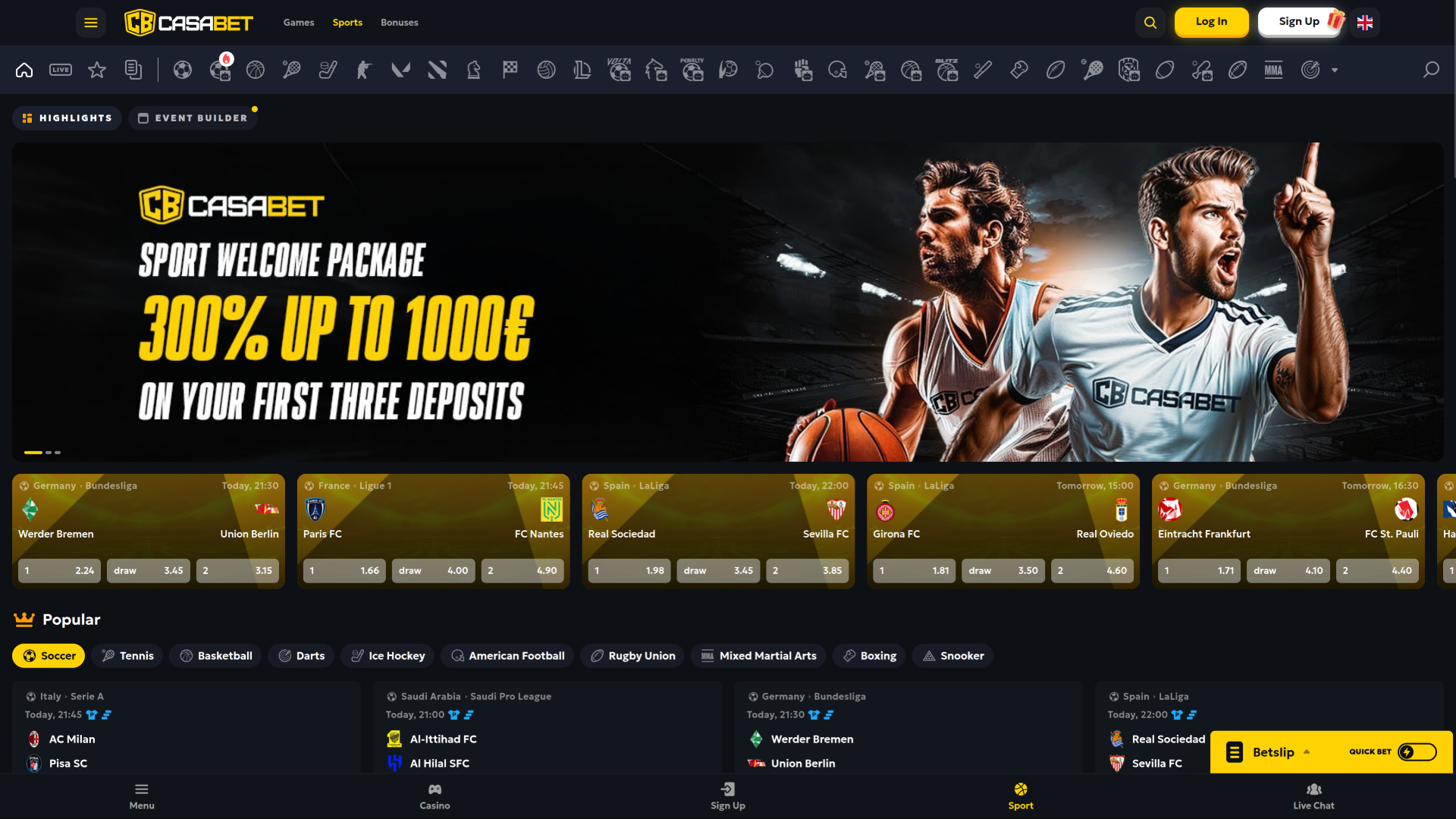 Casabet Casino Desktop Sports Betting