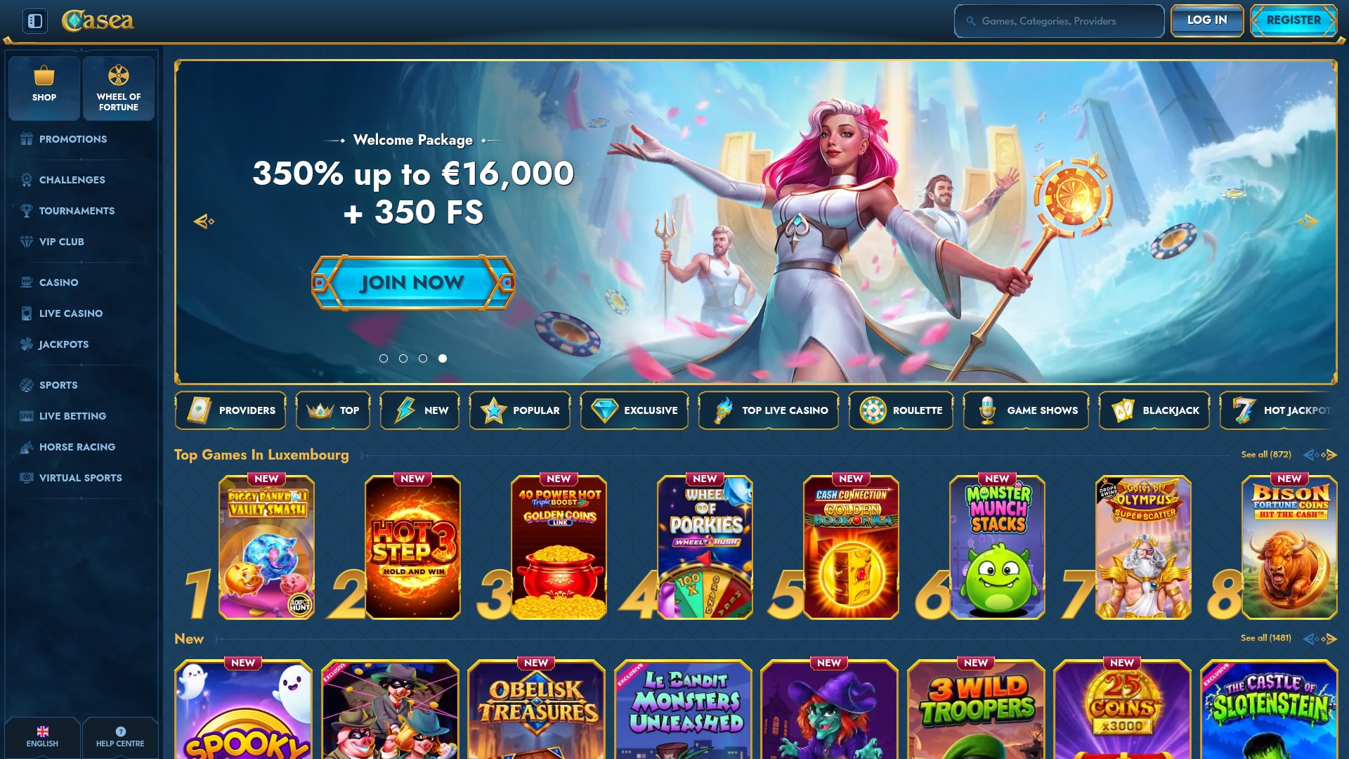 Página principal del Casino Casea