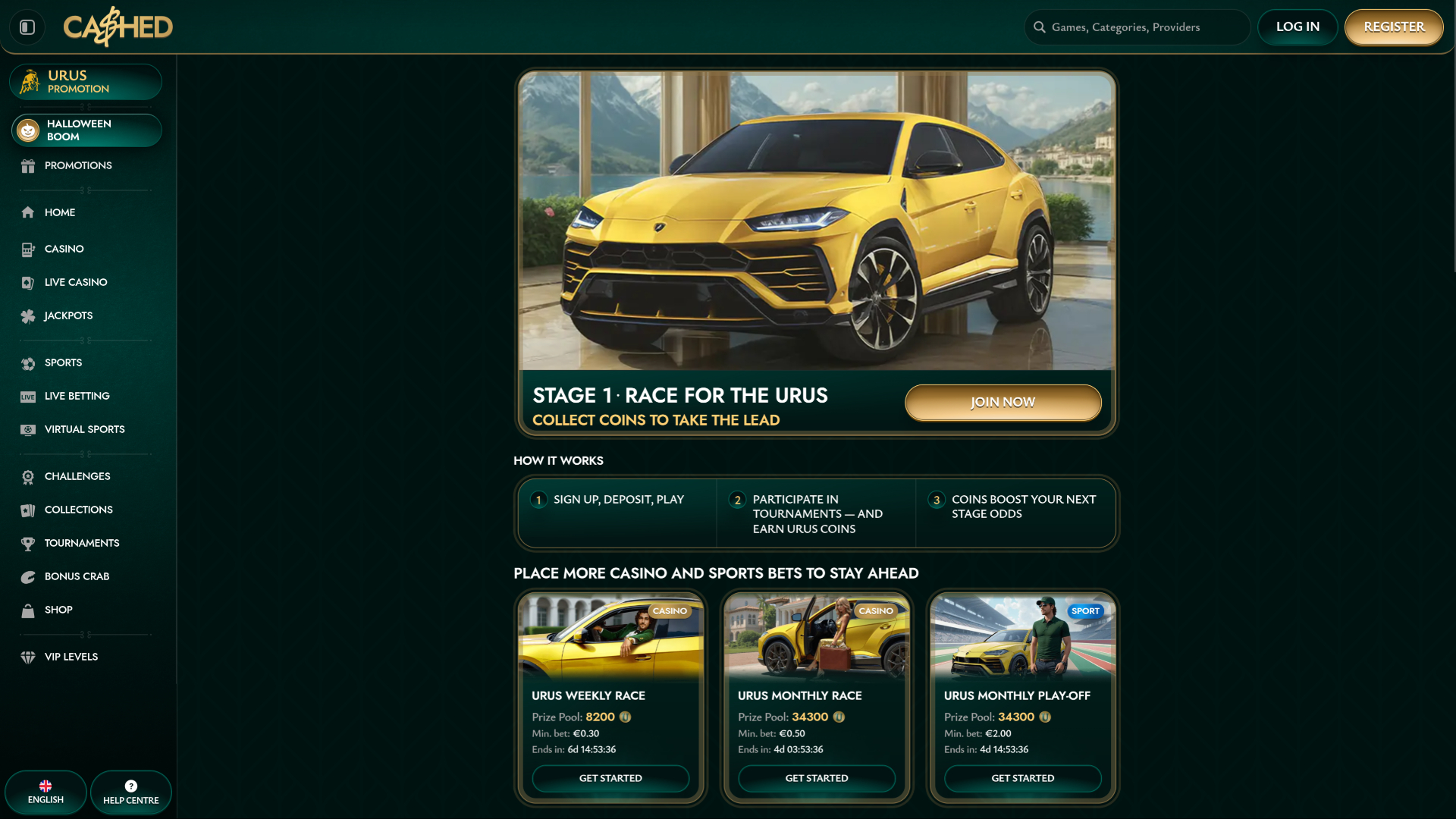 Cashed Casino Escritorio Promociones