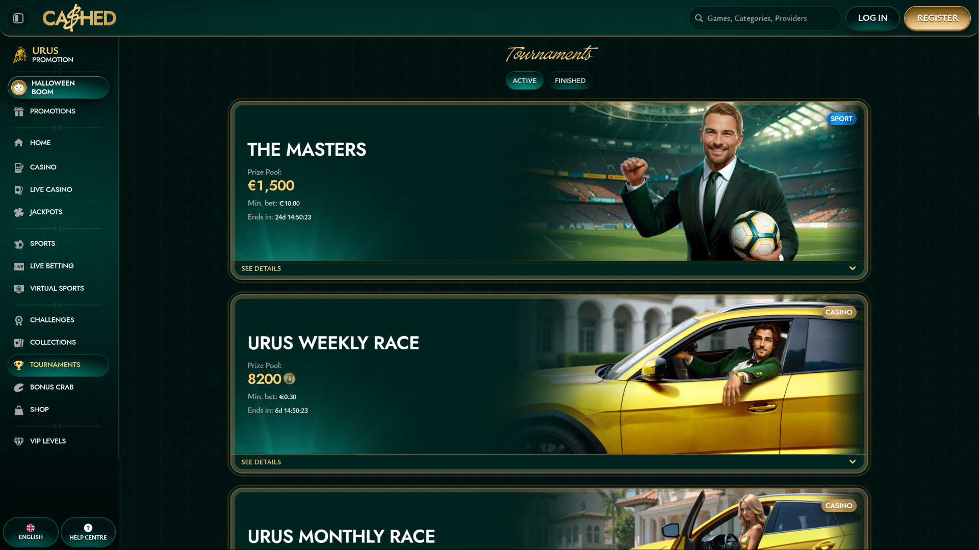 Cashed Casino Escritorio Torneos