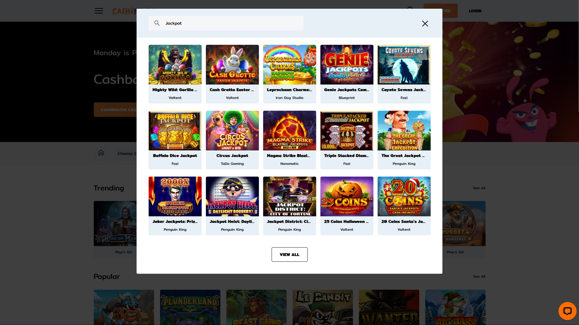 Jackpot du casino Cashimashi sur ordinateur