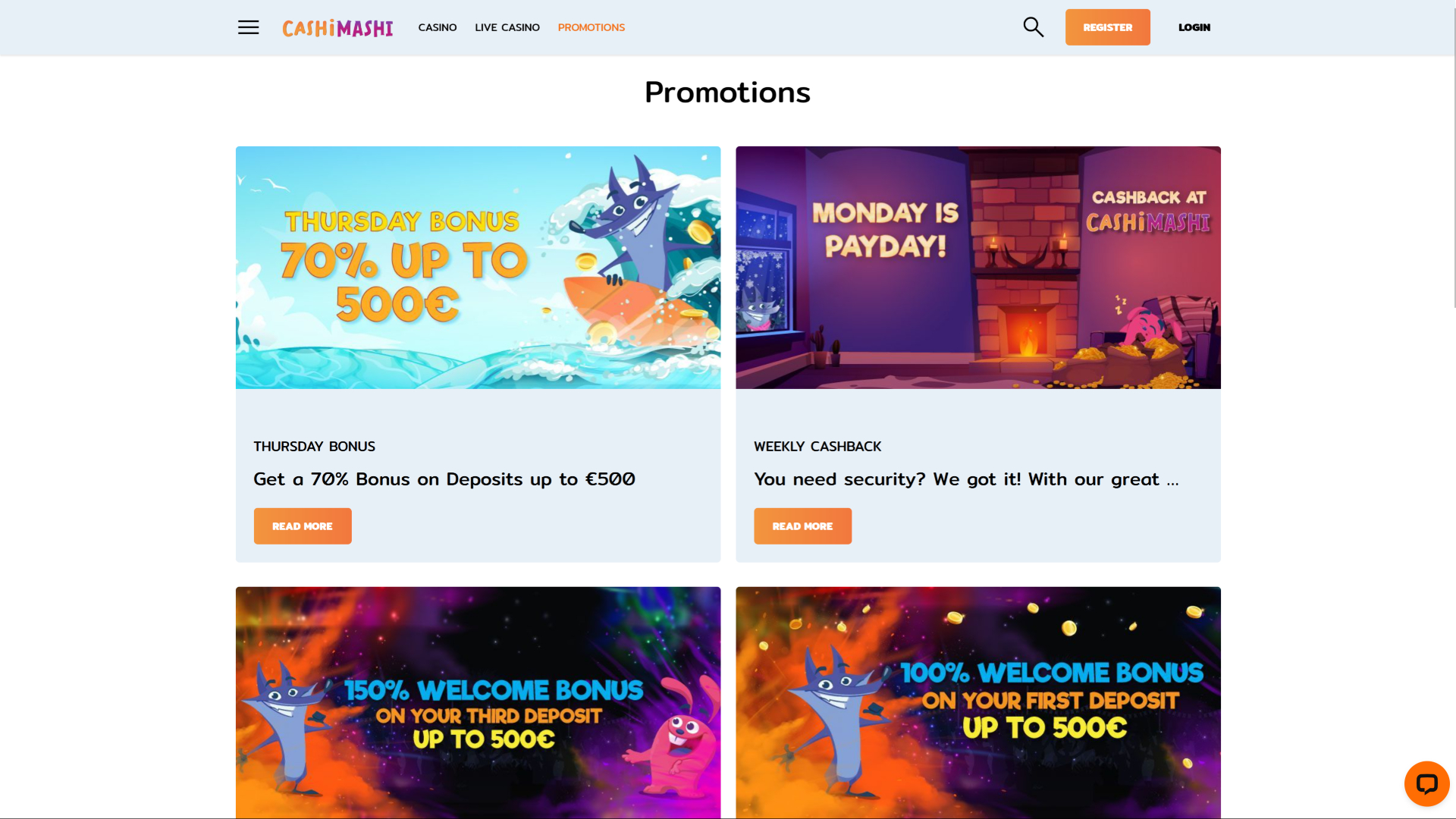 Promozioni di Cashimashi Casino per desktop