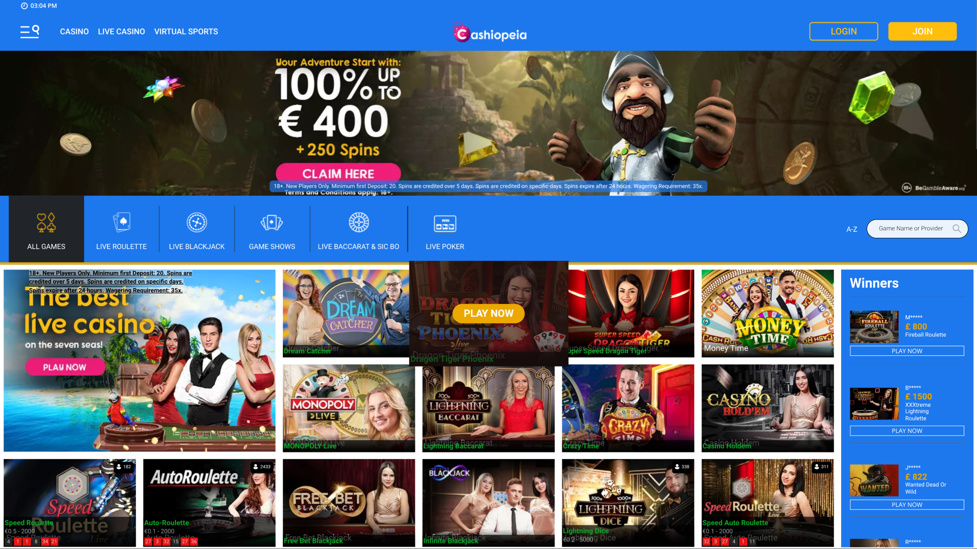 Croupier en direct du casino Cashiopeia sur ordinateur