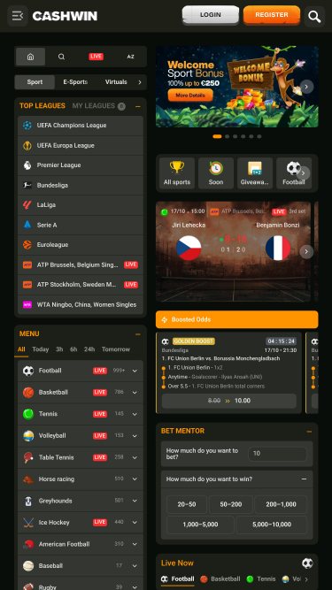 Sports en direct de Cashwin sur mobile