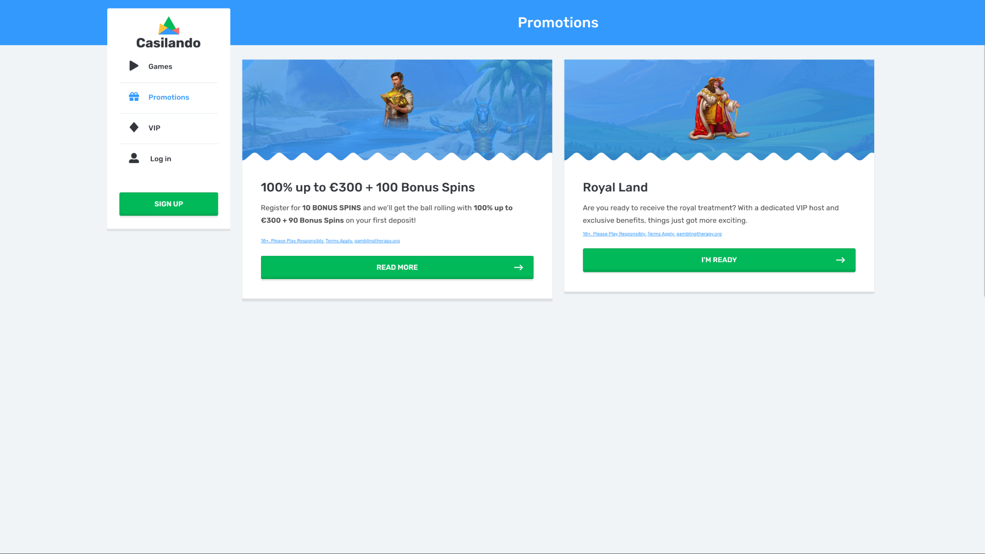 Promotions du casino Casilando sur ordinateur