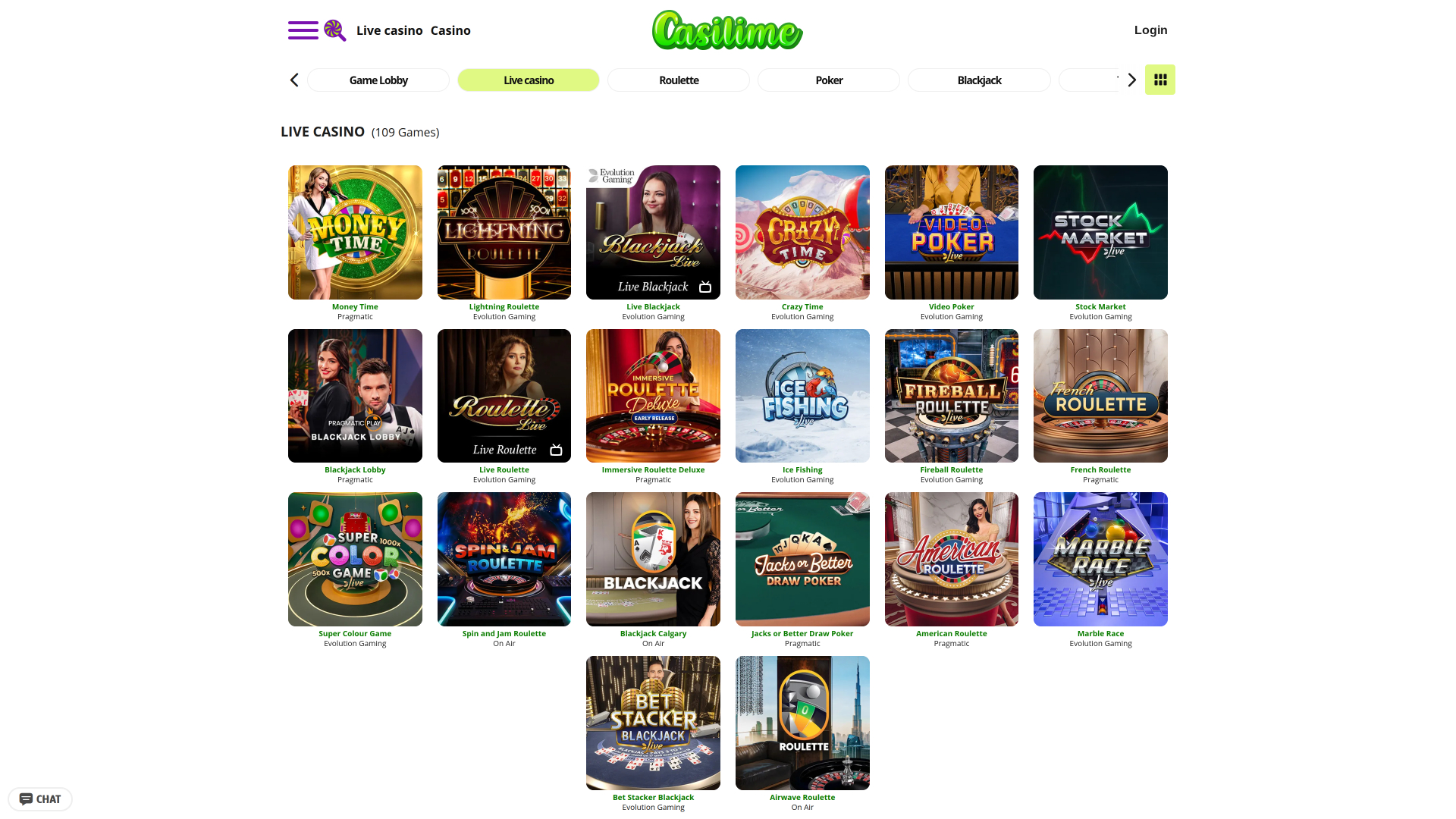 Casilime Casino Live Dealer Desktop