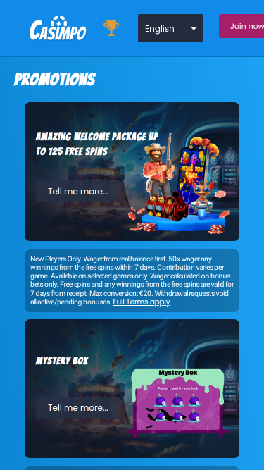 Promociones de Casimpo Casino Versión móvil