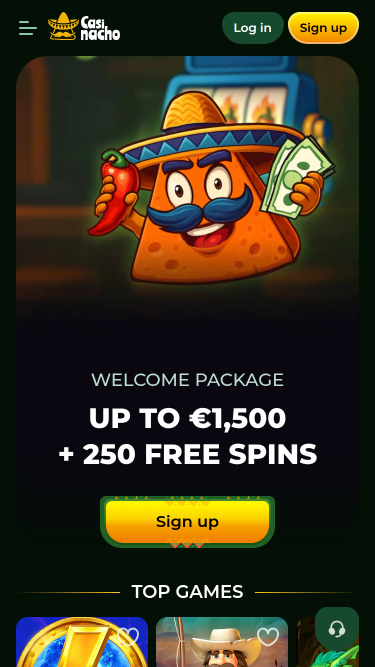 Page d'accueil du casino Casinacho