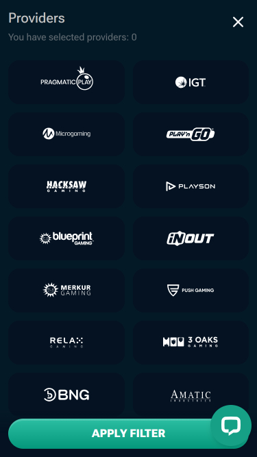 Sviluppatori di giochi del Casineia Casino Versione mobile