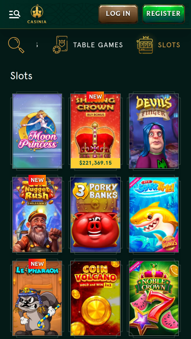 Casinia Casino Mobile Spiele